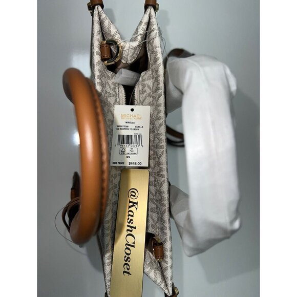Michael Kors tote mirella small shopper top zip handbag crossbody Vanilla - Picture 9 of 9